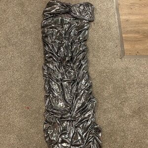 AKIRA Silver Metallic Dress